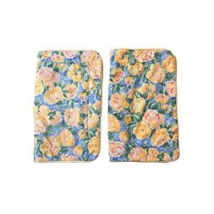 Vintage Croscill Fiesta 2 Yellow Floral Standard Pillow Shams Shabby Chic ￼